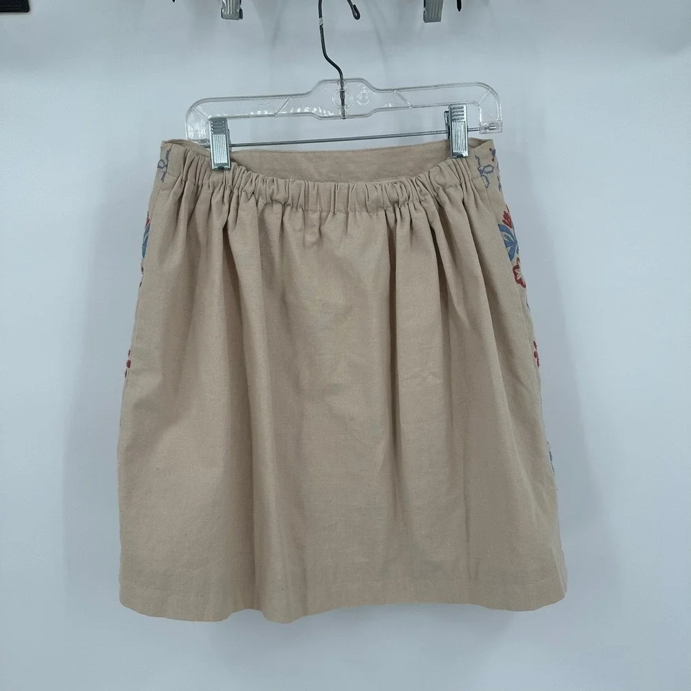 Womens Boho Embroidered Mini Skirt Size S Folk Southwestern Festival Geometric